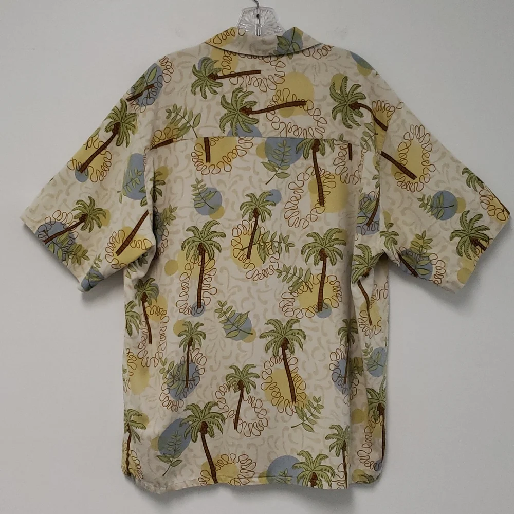 Banana Cabana 100% silk‎ button front shirt size large